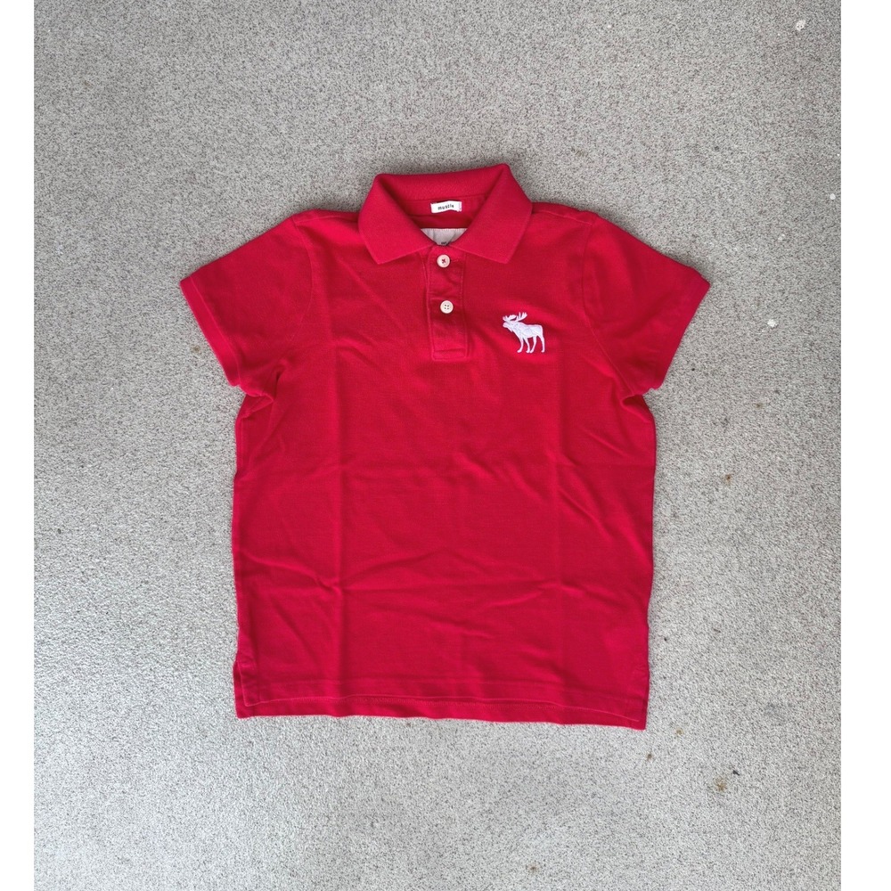Abercrombie Kids Muscle Kids XL - Polo Shirt Red Embroidered Logo Short Sleeve
